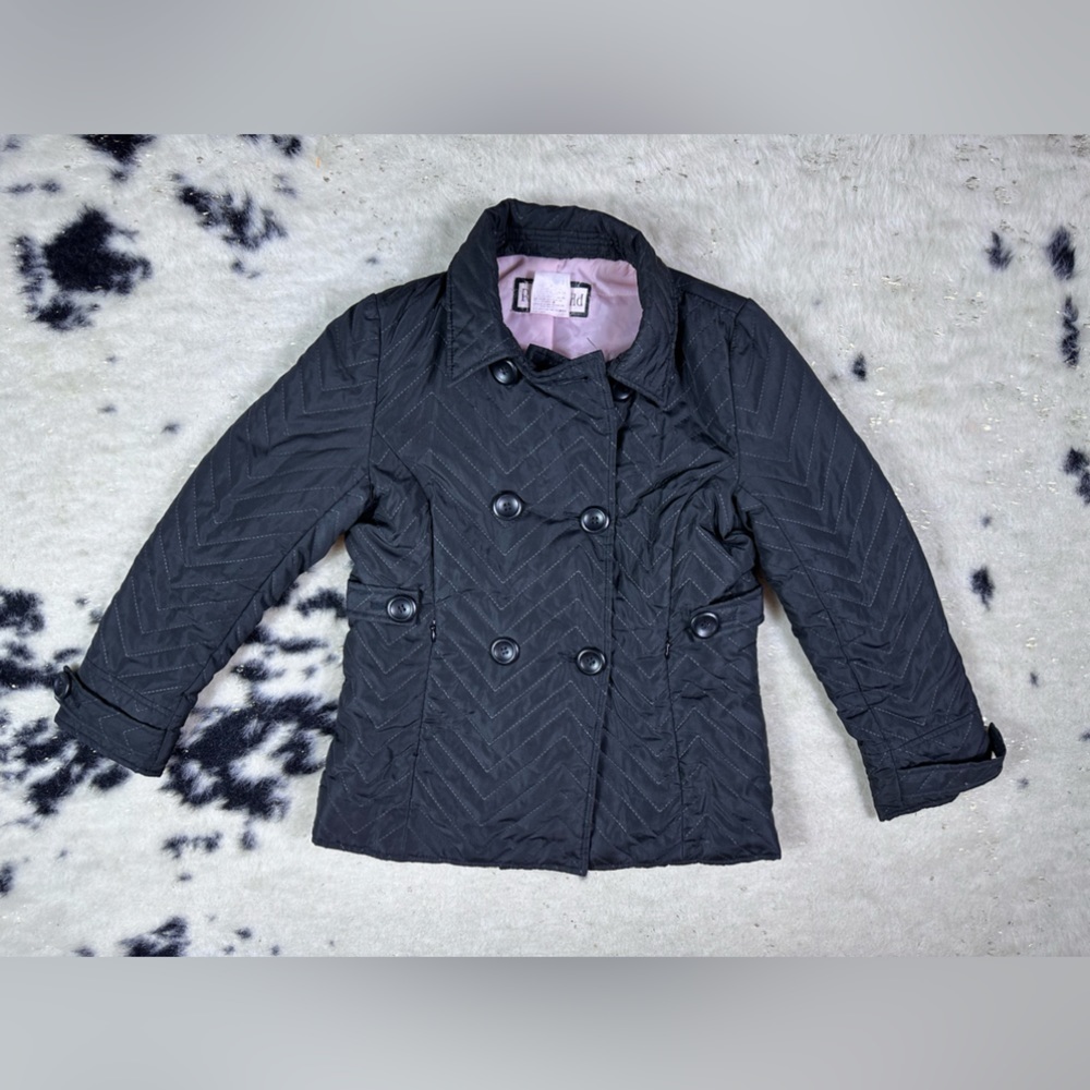 Rothschild Girl’s Black Winter Nylon Double Breasted Pea Coat Size 10/12